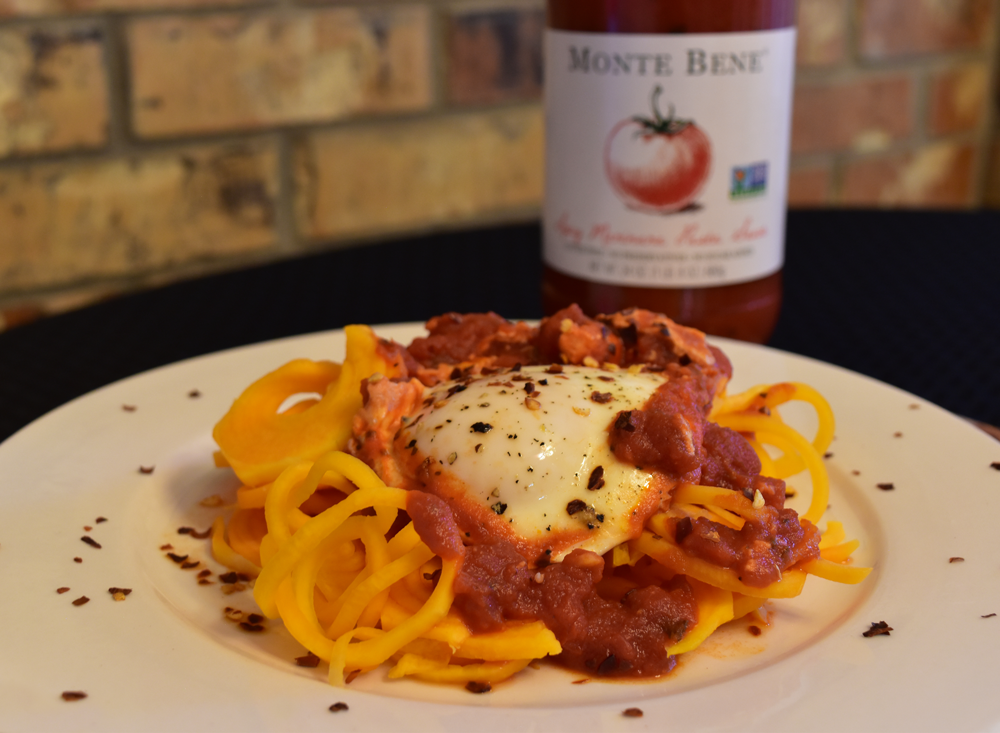 Shakshuka on Spiralized Sweet Potato Noodles